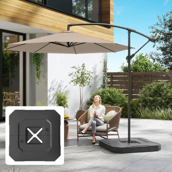 Outsunny 2-Piece Cantilever Umbrella Base Weight Set, 231 lb Water or Sand Fillable Outdoor Offset Umbrella Weights, Black - product image 10