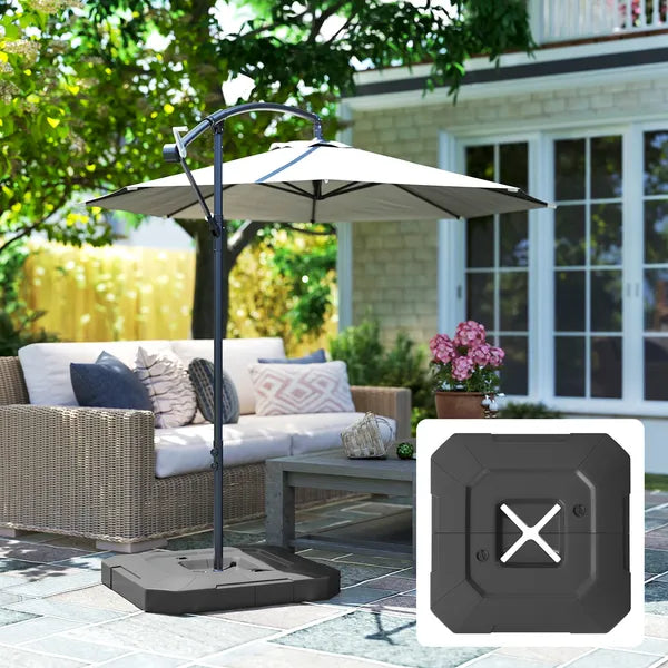 Outsunny 2-Piece Cantilever Umbrella Base Weight Set, 231 lb Water or Sand Fillable Outdoor Offset Umbrella Weights, Black - product image 9