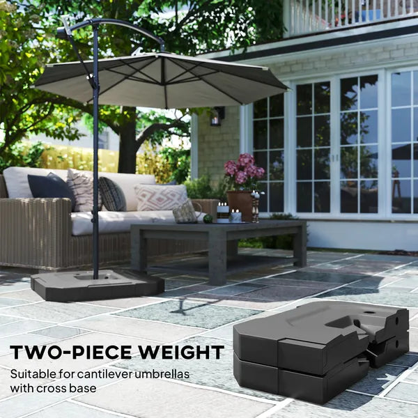 Outsunny 2-Piece Cantilever Umbrella Base Weight Set, 231 lb Water or Sand Fillable Outdoor Offset Umbrella Weights, Black - product image 4