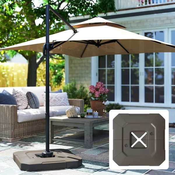 Outsunny 2-Piece Cantilever Umbrella Base Weight Set, 231 lb Water or Sand Fillable Outdoor Offset Umbrella Weights, Brown - product image 9