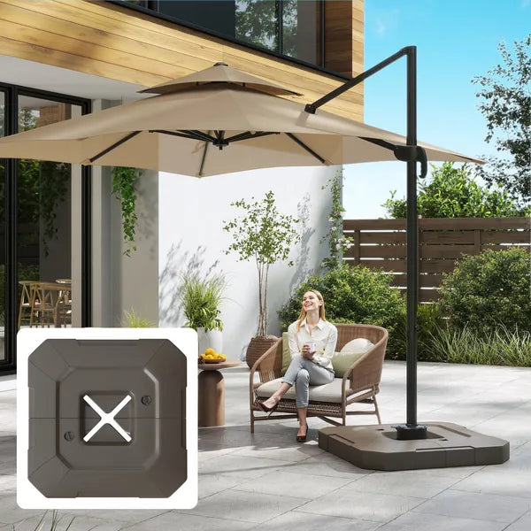 Outsunny 2-Piece Cantilever Umbrella Base Weight Set, 231 lb Water or Sand Fillable Outdoor Offset Umbrella Weights, Brown - product image 10