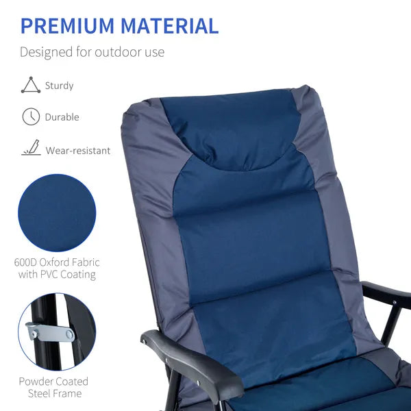 Outsunny 2 Piece Outdoor Patio Rocking Chair Set, Armrests, Padded Seat and Backrest, Navy Blue and Gray - product image 6