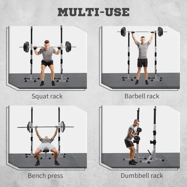 Soozier 2-Piece Pair Steel Height Adjustable Barbell stand, Home Gym Squat Rack and Bench Press, Home weightlifting equipment - product image 7
