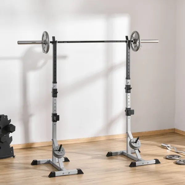 Soozier 2-Piece Pair Steel Height Adjustable Barbell stand, Home Gym Squat Rack and Bench Press, Home weightlifting equipment - product image 8