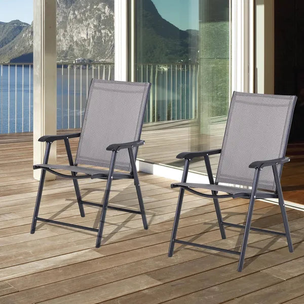 Outsunny 2-piece Patio Folding Chairs, Set with a Simple and Breathable Mesh, Dining Chair with Armrests, for Garden Yard, Camping - product image 2