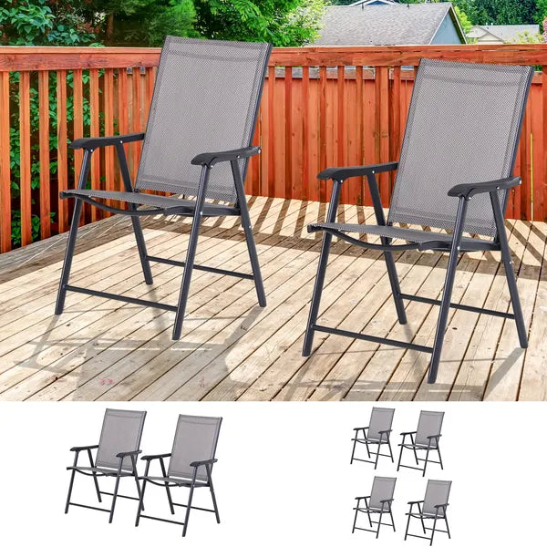Outsunny 2-piece Patio Folding Chairs, Set with a Simple and Breathable Mesh, Dining Chair with Armrests, for Garden Yard, Camping - product image 7