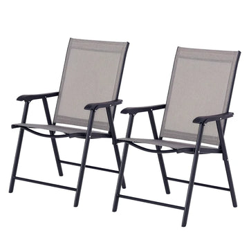 Outsunny 2-piece Patio Folding Chairs, Set with a Simple and Breathable Mesh, Dining Chair with Armrests, for Garden Yard, Camping - product image 1