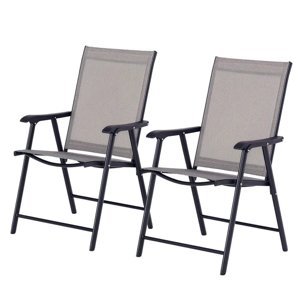 Outsunny 2-piece Patio Folding Chairs, Set with a Simple and Breathable Mesh, Dining Chair with Armrests, for Garden Yard, Camping - product image 1