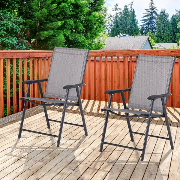 Outsunny 2-piece Patio Folding Chairs, Set with a Simple and Breathable Mesh, Dining Chair with Armrests, for Garden Yard, Camping - product image 10