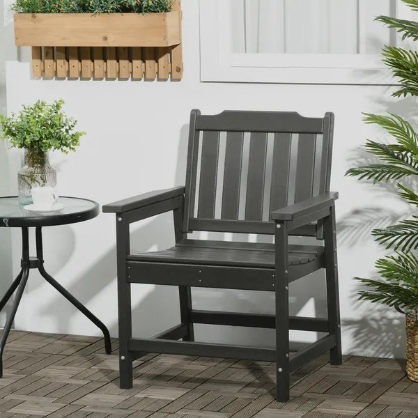 2 Pieces HDPE Outdoor Chair, Garden Chair Set with Armrests and Slatted Back for Patio, Lawn, Poolside, Gray - product image 7