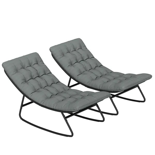 Outsunny 2 Pieces Outdoor Patio Rocking Chairs, Rocking Porch Chairs with Mesh Deep Seats for Indoor, Porch, Balcony, Dark Gray - product image 1
