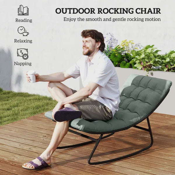 Outsunny 2 Pieces Outdoor Patio Rocking Chairs, Rocking Porch Chairs with Mesh Deep Seats for Indoor, Porch, Balcony, Dark Gray - product image 4