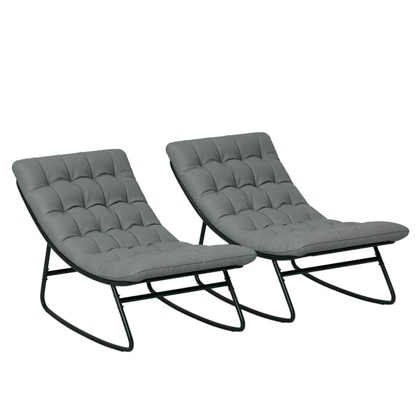Outsunny 2 Pieces Outdoor Patio Rocking Chairs, Rocking Porch Chairs with Mesh Deep Seats for Indoor, Porch, Balcony, Dark Gray - product image 11