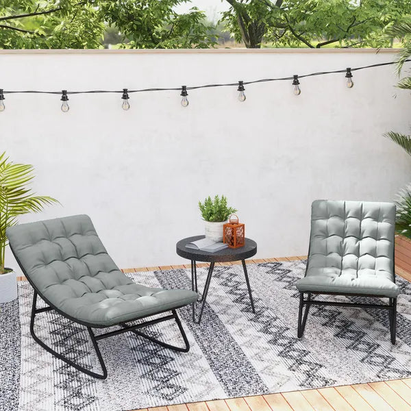 Outsunny 2 Pieces Outdoor Patio Rocking Chairs, Rocking Porch Chairs with Mesh Deep Seats for Indoor, Porch, Balcony, Dark Gray - product image 8