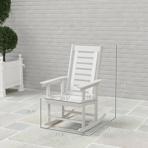 2 Pieces Outdoor Rocking Chairs, HDPE Patio Rockers with 28" High Back, Wide Armrests for Porch Backyard, White - product image 3