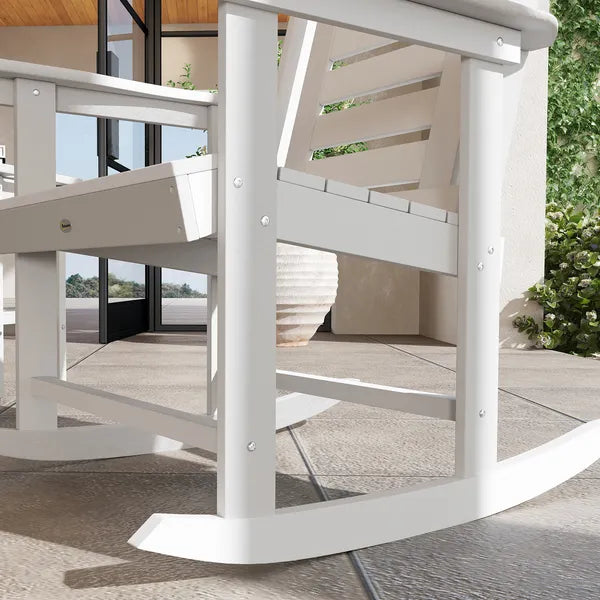 2 Pieces Outdoor Rocking Chairs, HDPE Patio Rockers with 28" High Back, Wide Armrests for Porch Backyard, White - product image 9