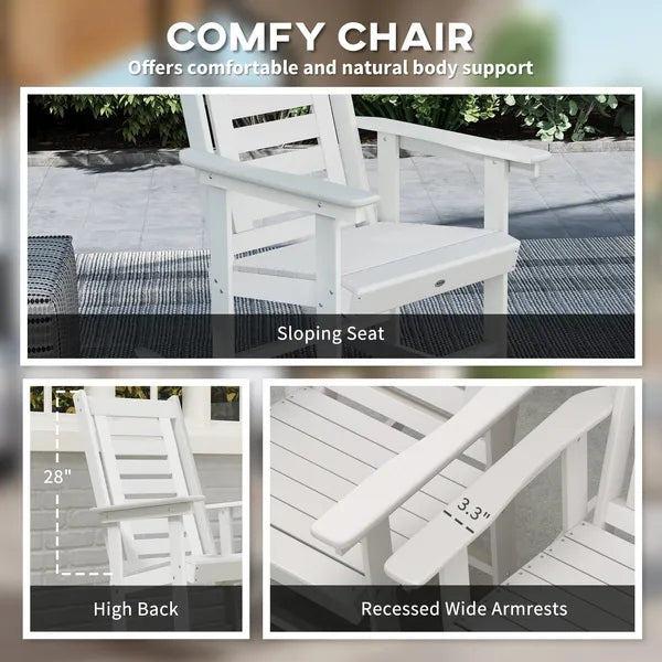 2 Pieces Outdoor Rocking Chairs, HDPE Patio Rockers with 28" High Back, Wide Armrests for Porch Backyard, White - product image 6