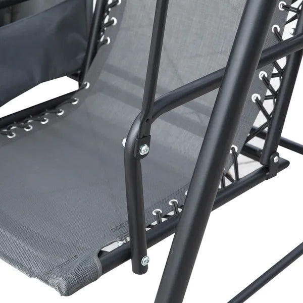 Outsunny 2-Seat Outdoor Porch Swing, with Pivot Storage Table, Adjustable Tilt Canopy, Anti-Slip Foot Pad, Breathable Mesh Seat, Grey - product image 13