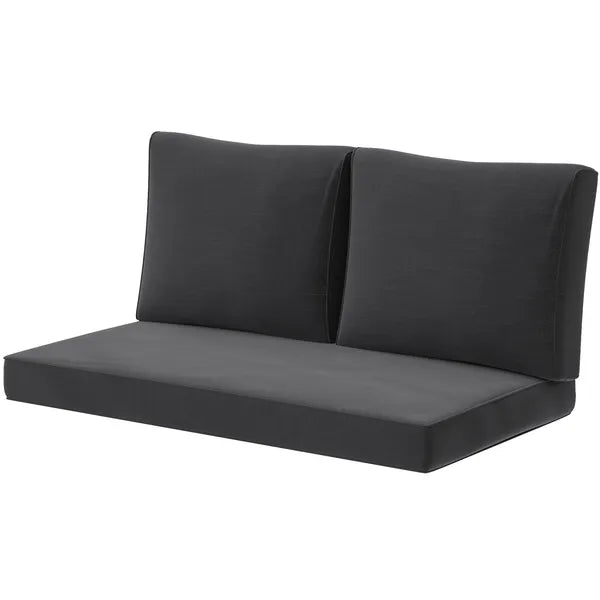 Outsunny 2 Seat Patio Furniture Cushions, Thick Outdoor Loveseat Cushion Set with Removable Cover, 46x26x5 in, Black - product image 1