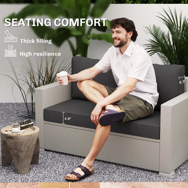 Outsunny 2 Seat Patio Furniture Cushions, Thick Outdoor Loveseat Cushion Set with Removable Cover, 46x26x5 in, Black - product image 4