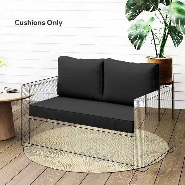 Outsunny 2 Seat Patio Furniture Cushions, Thick Outdoor Loveseat Cushion Set with Removable Cover, 46x26x5 in, Black - product image 2