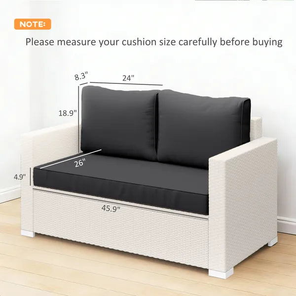 Outsunny 2 Seat Patio Furniture Cushions, Thick Outdoor Loveseat Cushion Set with Removable Cover, 46x26x5 in, Black - product image 3
