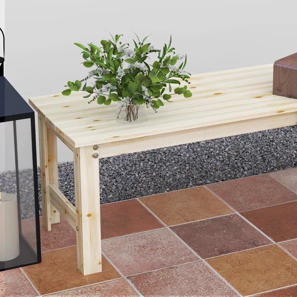 2-Seat Wood Garden Bench, Patio Bench Outdoor Bench with Slatted Seat, Backless Front Porch Bench for Park, Garden, Poolside, Deck, Nature Wood - product image 8