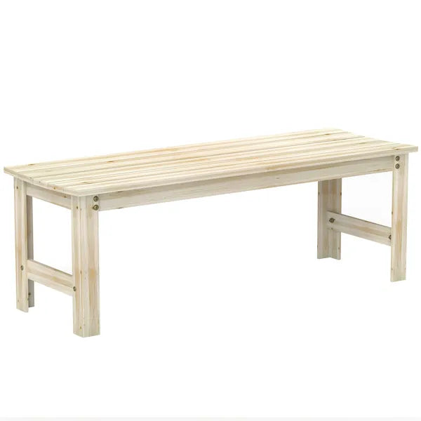 2-Seat Wood Garden Bench, Patio Bench Outdoor Bench with Slatted Seat, Backless Front Porch Bench for Park, Garden, Poolside, Deck, Nature Wood - product image 11