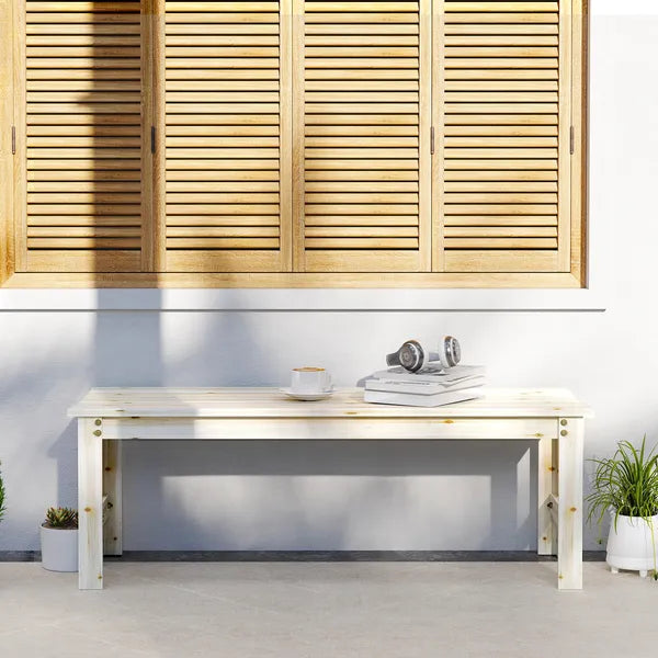 2-Seat Wood Garden Bench, Patio Bench Outdoor Bench with Slatted Seat, Backless Front Porch Bench for Park, Garden, Poolside, Deck, Nature Wood - product image 7