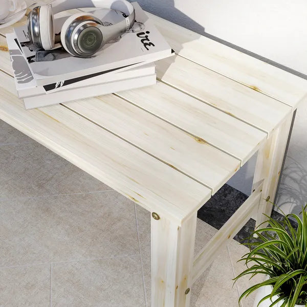 2-Seat Wood Garden Bench, Patio Bench Outdoor Bench with Slatted Seat, Backless Front Porch Bench for Park, Garden, Poolside, Deck, Nature Wood - product image 9