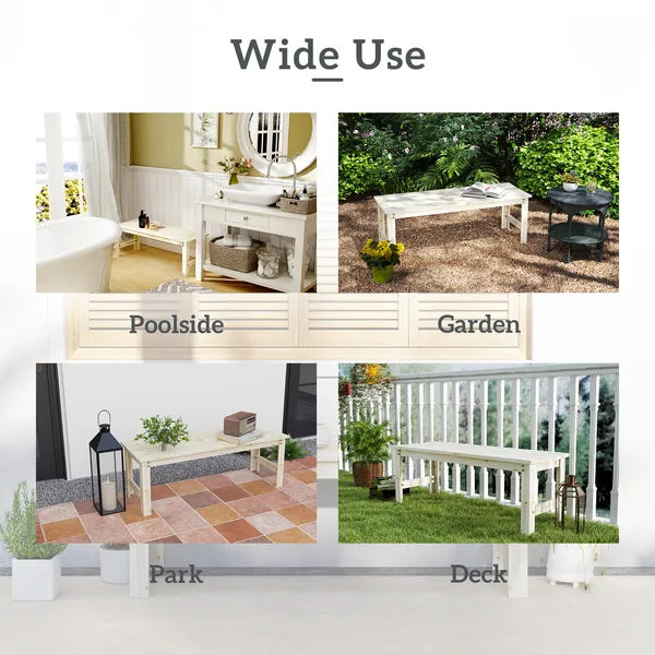 2-Seat Wood Garden Bench, Patio Bench Outdoor Bench with Slatted Seat, Backless Front Porch Bench for Park, Garden, Poolside, Deck, Nature Wood - product image 6