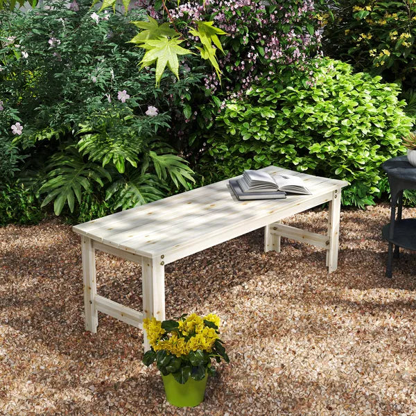 2-Seat Wood Garden Bench, Patio Bench Outdoor Bench with Slatted Seat, Backless Front Porch Bench for Park, Garden, Poolside, Deck, Nature Wood - product image 10