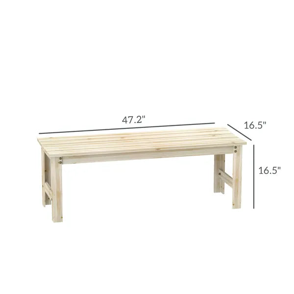 2-Seat Wood Garden Bench, Patio Bench Outdoor Bench with Slatted Seat, Backless Front Porch Bench for Park, Garden, Poolside, Deck, Nature Wood - product image 3