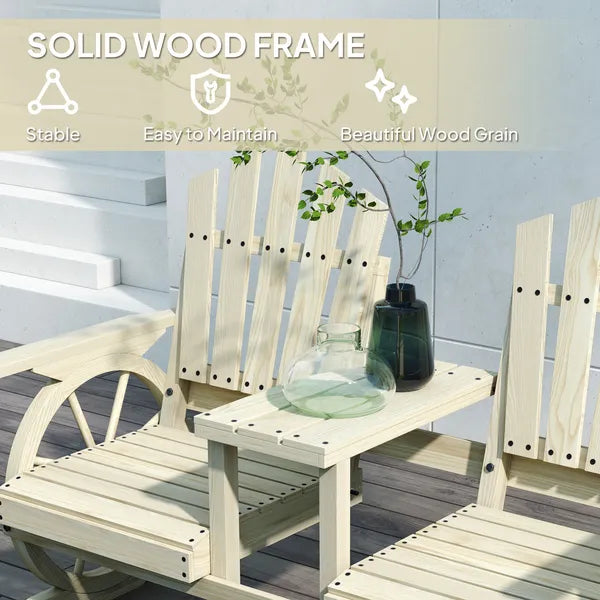 Outsunny 2-Seat Wooden Garden Bench with Table, Umbrella Hole, High Backrest, Armrests for Backyard, Patio, Garden, Natural Wood - product image 7
