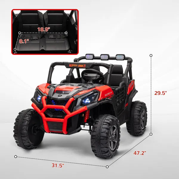 Qaba 2 Seater 24V Kids Electric Car with Remote Control, 3 Speed, LED Lights, Music, Horn, Spring Suspension, Slow Start, Red - product image 3