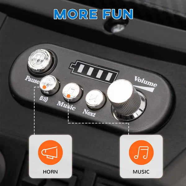 Qaba 2 Seater 24V Kids Electric Car with Remote Control, 3 Speed, LED Lights, Music, Horn, Spring Suspension, Slow Start, White - product image 9