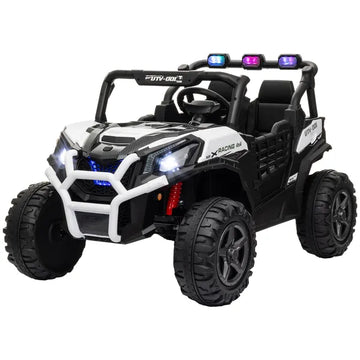 Qaba 2 Seater 24V Kids Electric Car with Remote Control, 3 Speed, LED Lights, Music, Horn, Spring Suspension, Slow Start, White - product image 1