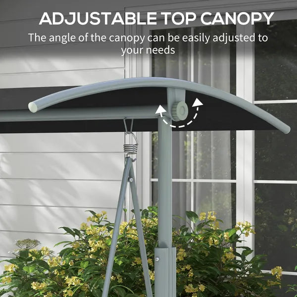 2-Seater Outdoor Porch Swing with Canopy and Table, Patio Swing Chair for Garden, Poolside, Backyard, Black - product image 4