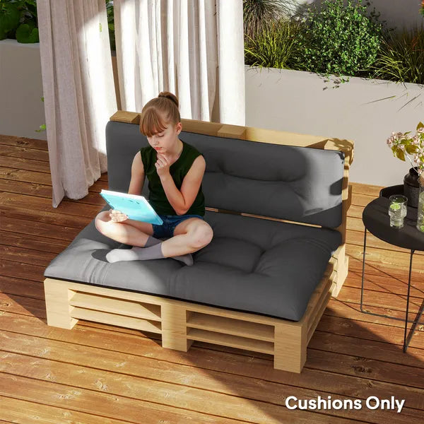 Outsunny 2 Seater Pallet Cushions Outdoor 3.9 Inch Thick Replacement Cushions - Tufted Design for Garden, Patio, Black - product image 7