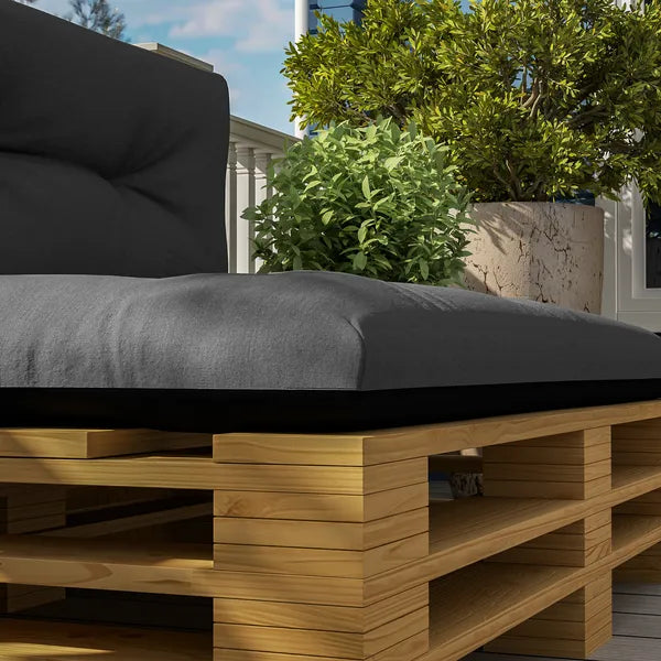 Outsunny 2 Seater Pallet Cushions Outdoor 3.9 Inch Thick Replacement Cushions - Tufted Design for Garden, Patio, Black - product image 9
