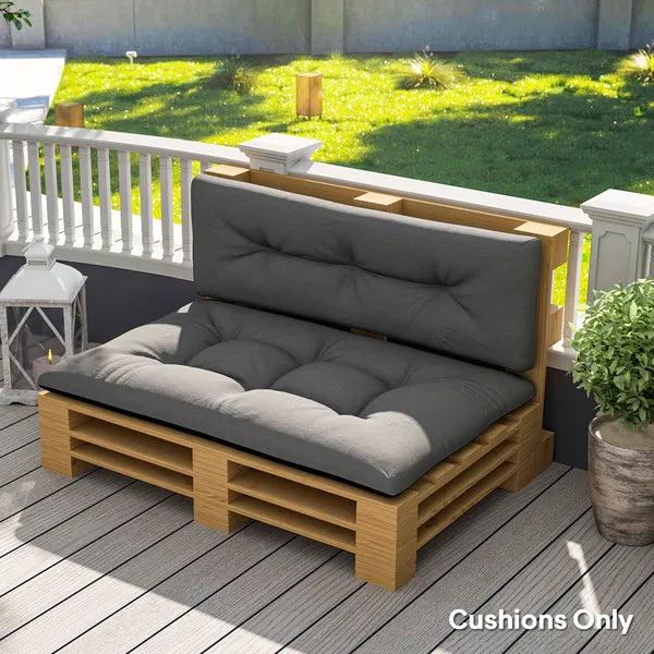 Outsunny 2 Seater Pallet Cushions Outdoor 3.9 Inch Thick Replacement Cushions - Tufted Design for Garden, Patio, Black - product image 2
