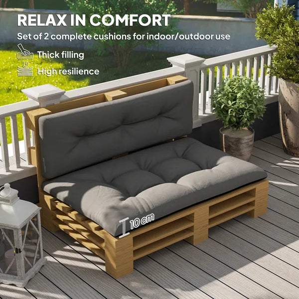 Outsunny 2 Seater Pallet Cushions Outdoor 3.9 Inch Thick Replacement Cushions - Tufted Design for Garden, Patio, Black - product image 4