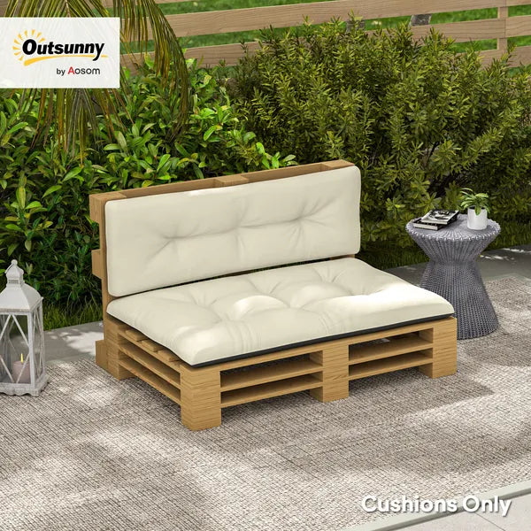 Outsunny 2 Seater Pallet Cushions Outdoor 3.9" Thick Replacement Cushions - Tufted Design for Garden, Patio, Cream White - product image 10