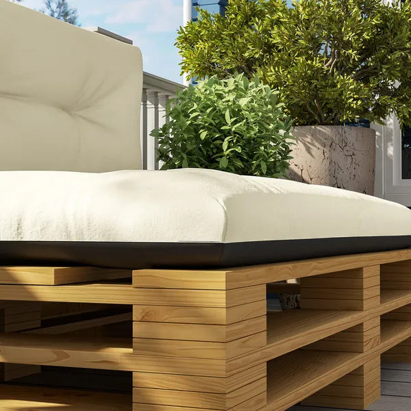 Outsunny 2 Seater Pallet Cushions Outdoor 3.9" Thick Replacement Cushions - Tufted Design for Garden, Patio, Cream White - product image 9