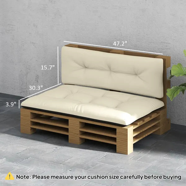 Outsunny 2 Seater Pallet Cushions Outdoor 3.9" Thick Replacement Cushions - Tufted Design for Garden, Patio, Cream White - product image 3