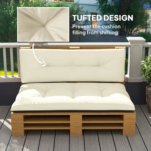 Outsunny 2 Seater Pallet Cushions Outdoor 3.9" Thick Replacement Cushions - Tufted Design for Garden, Patio, Cream White - product image 6