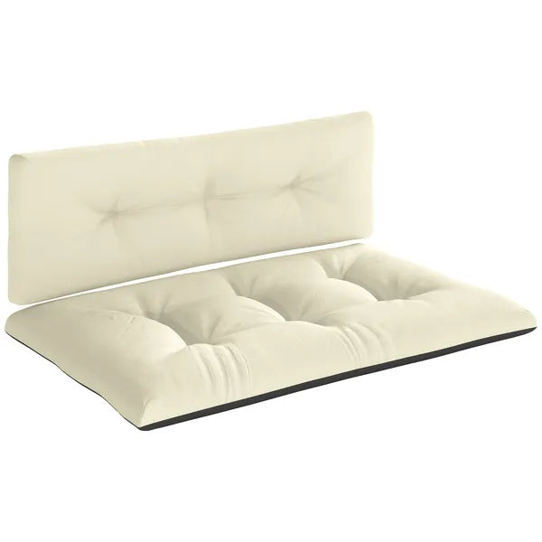 Outsunny 2 Seater Pallet Cushions Outdoor 3.9" Thick Replacement Cushions - Tufted Design for Garden, Patio, Cream White - product image 11
