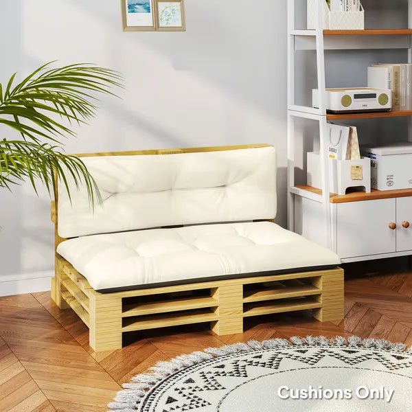 Outsunny 2 Seater Pallet Cushions Outdoor 3.9" Thick Replacement Cushions - Tufted Design for Garden, Patio, Cream White - product image 8
