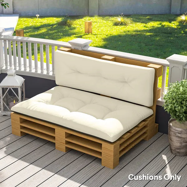 Outsunny 2 Seater Pallet Cushions Outdoor 3.9" Thick Replacement Cushions - Tufted Design for Garden, Patio, Cream White - product image 2