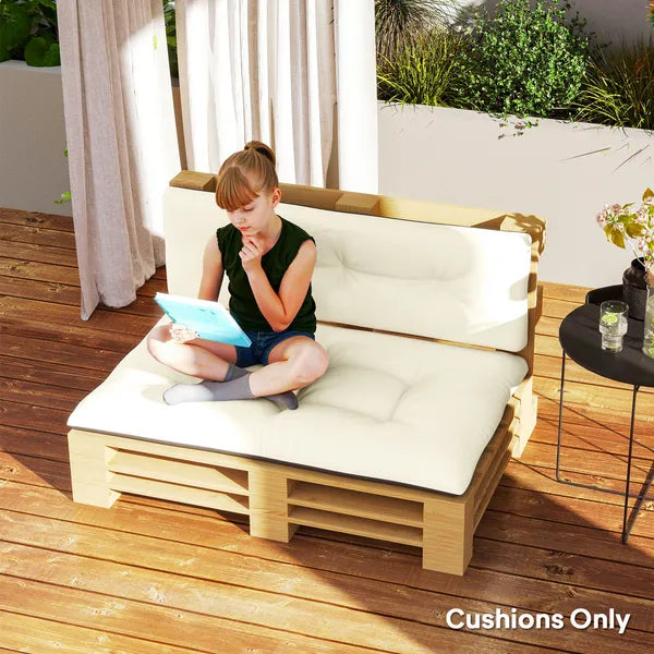 Outsunny 2 Seater Pallet Cushions Outdoor 3.9" Thick Replacement Cushions - Tufted Design for Garden, Patio, Cream White - product image 7